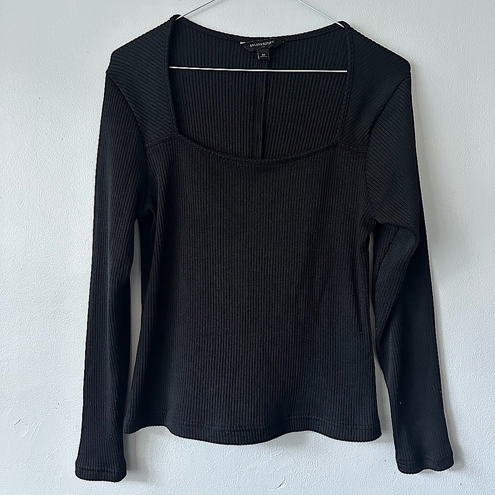 Banana Republic Long Sleeve Square Neck Ribbed Top Size M